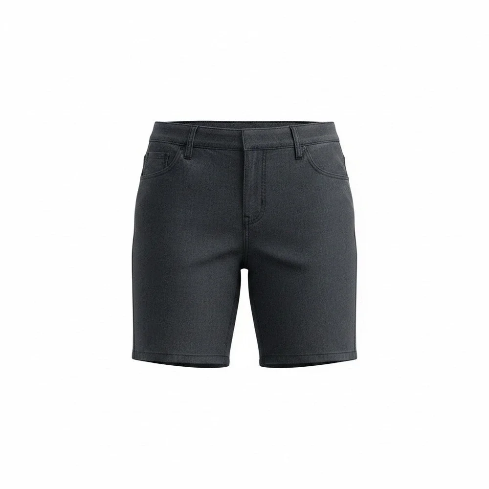 Van Heusen Denim Bermuda Shorts Womens 12 Blue Dark Wash Stretch Chino Mid Rise